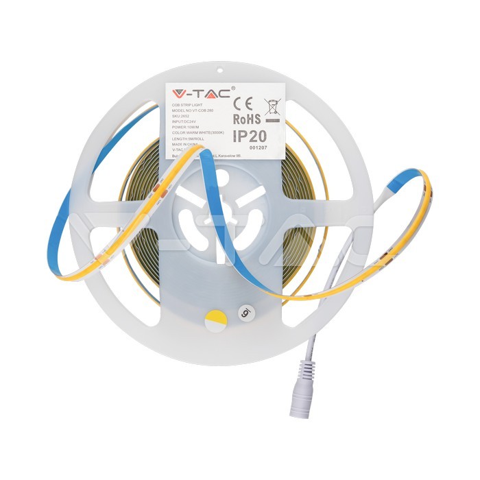 LED SHIRIT V-TAC COB-10W IP20 6400K DC24V 800LM/M 2654