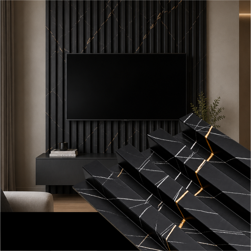 PANEL MURI 168*24*2900MM BLACK MARBLE