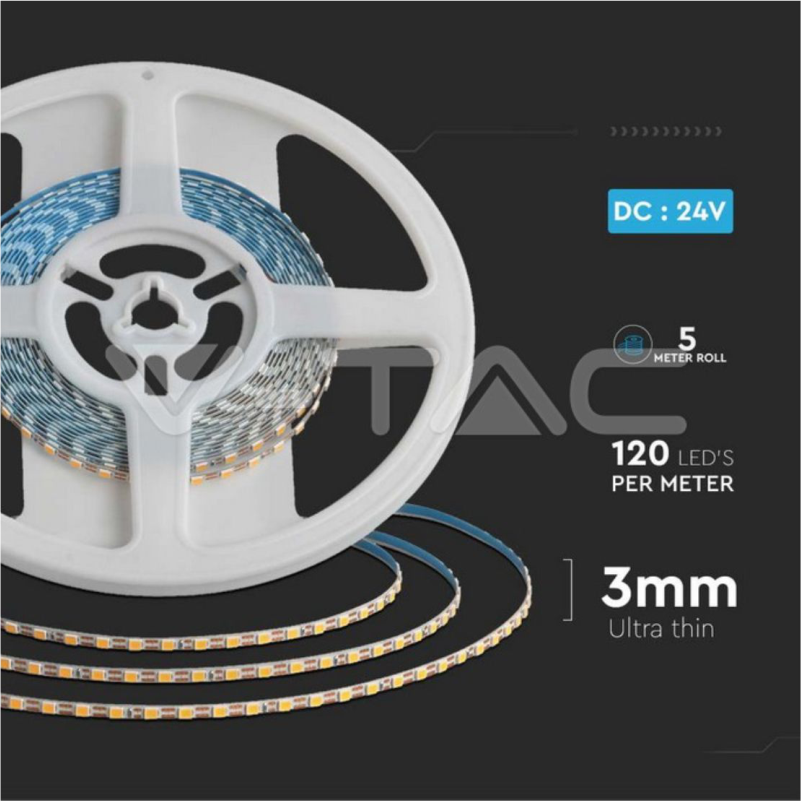 LED SHIRIT 2835 120-8W--IP20-DOUBLE PCB 3MM-6500K 23026