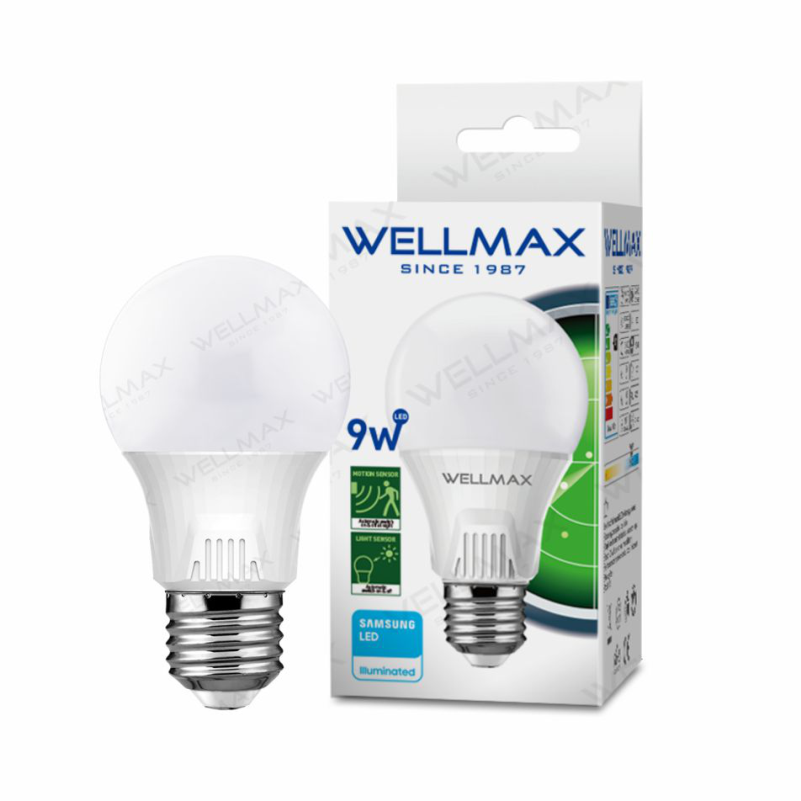 LED POQ WELLMAX SENSOR DITE-NATE A60 9W 6500K