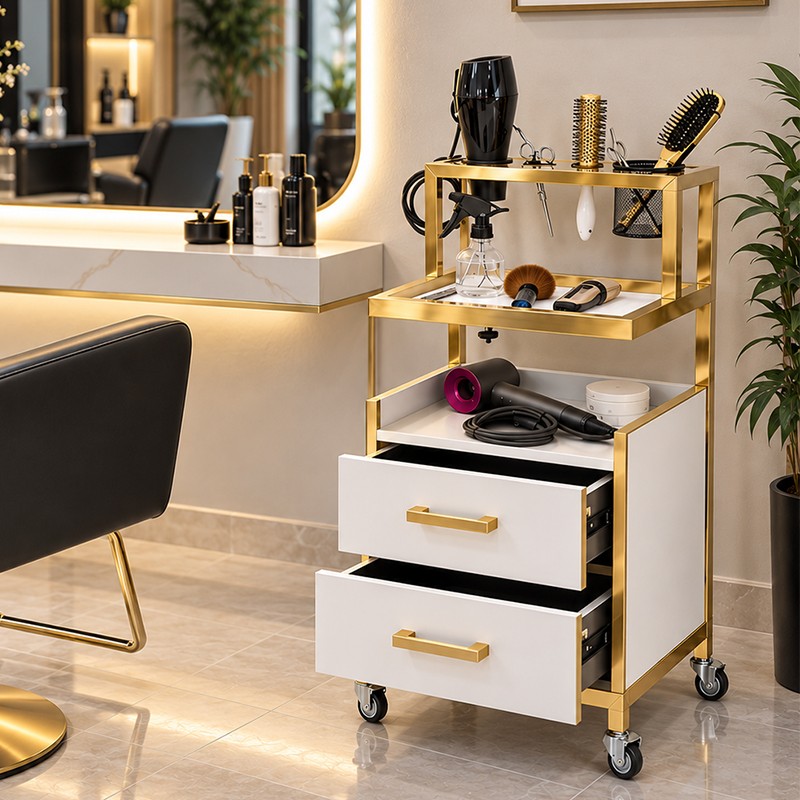 KOMODINE ME SIRTARE WL-T304 34X30X85CM GOLD+WHITE