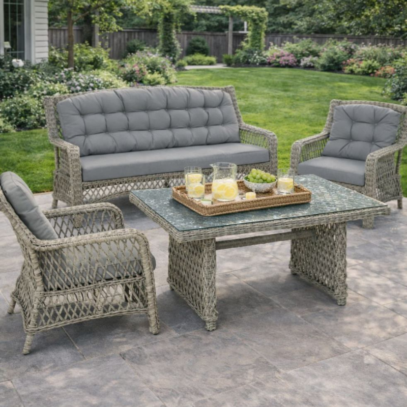 SET ULSE KOPSHTI RIO 3+1+1+TAVOLINE 148X85X66 CAPPUCCINO