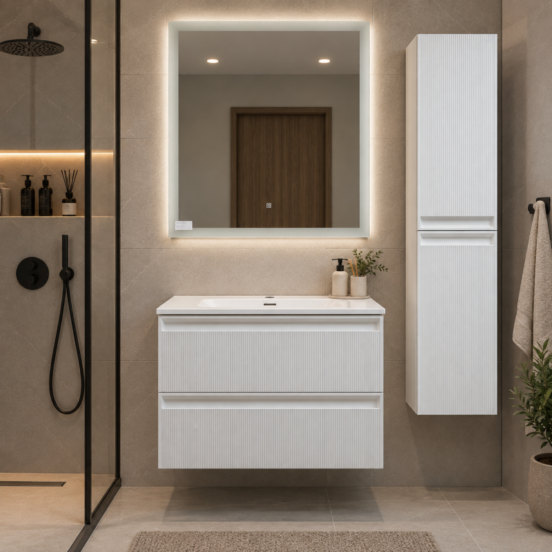 KOMODE KOS-DGR-80W 2/1 WHITE Pa Pasqyre