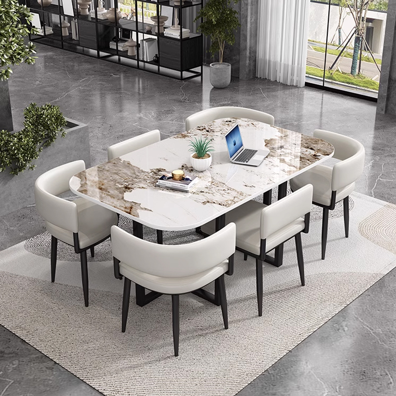 SET TAVOLINE KUZHINE 909-C 150X90X75CM ME 6 KARRIKA BARDH