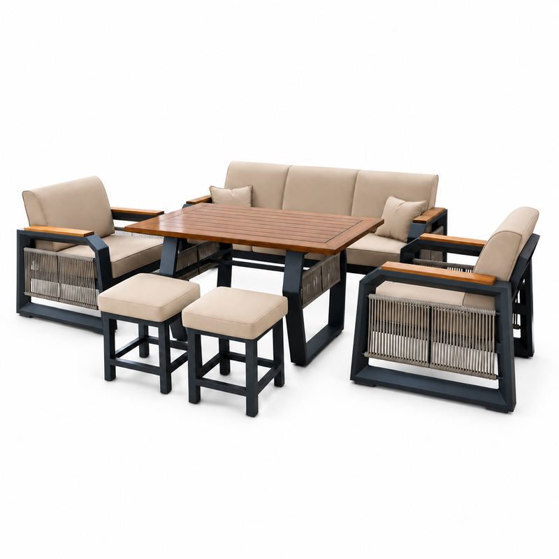 SET KOPSHTI 3+1+1+2 STOOL CAPPUCINO