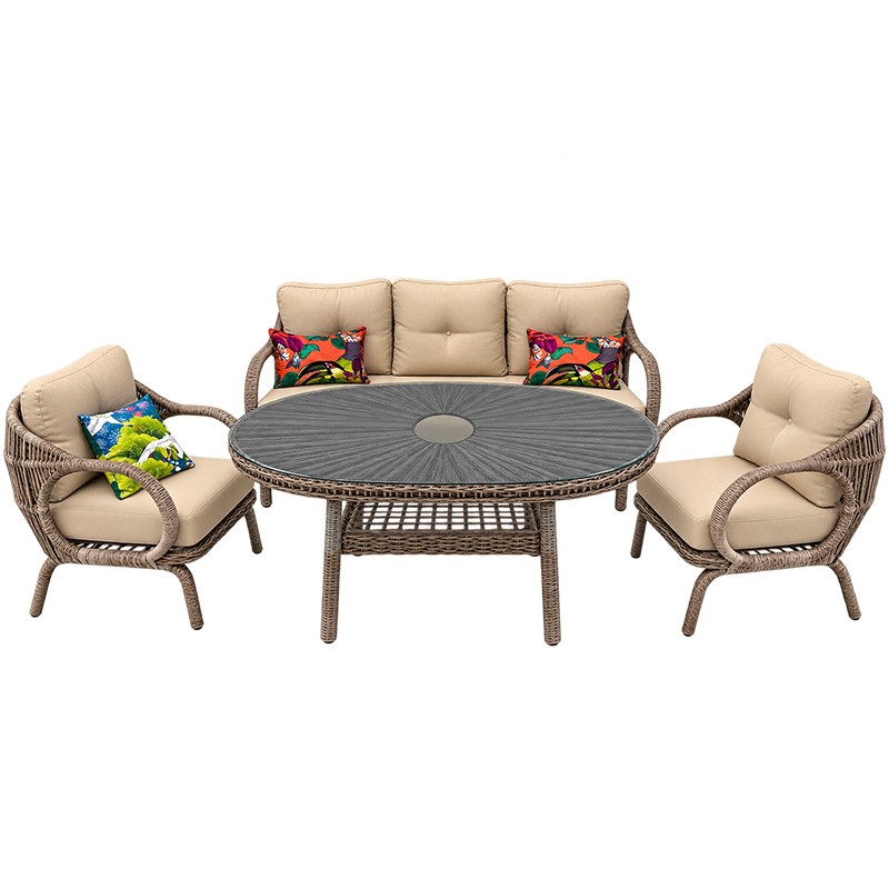 SET KOPSHTI WANESSA 3+1+1+TAVOLINE 160X90X63CM CAPPUCCINO