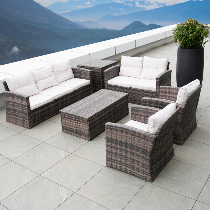 SET SOFA 3+2+1+1 + TAVOLINE + TABURE KC-7014